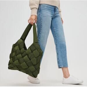 Sol and Selene Illuminate Tote- Dark Green Woven Bag
